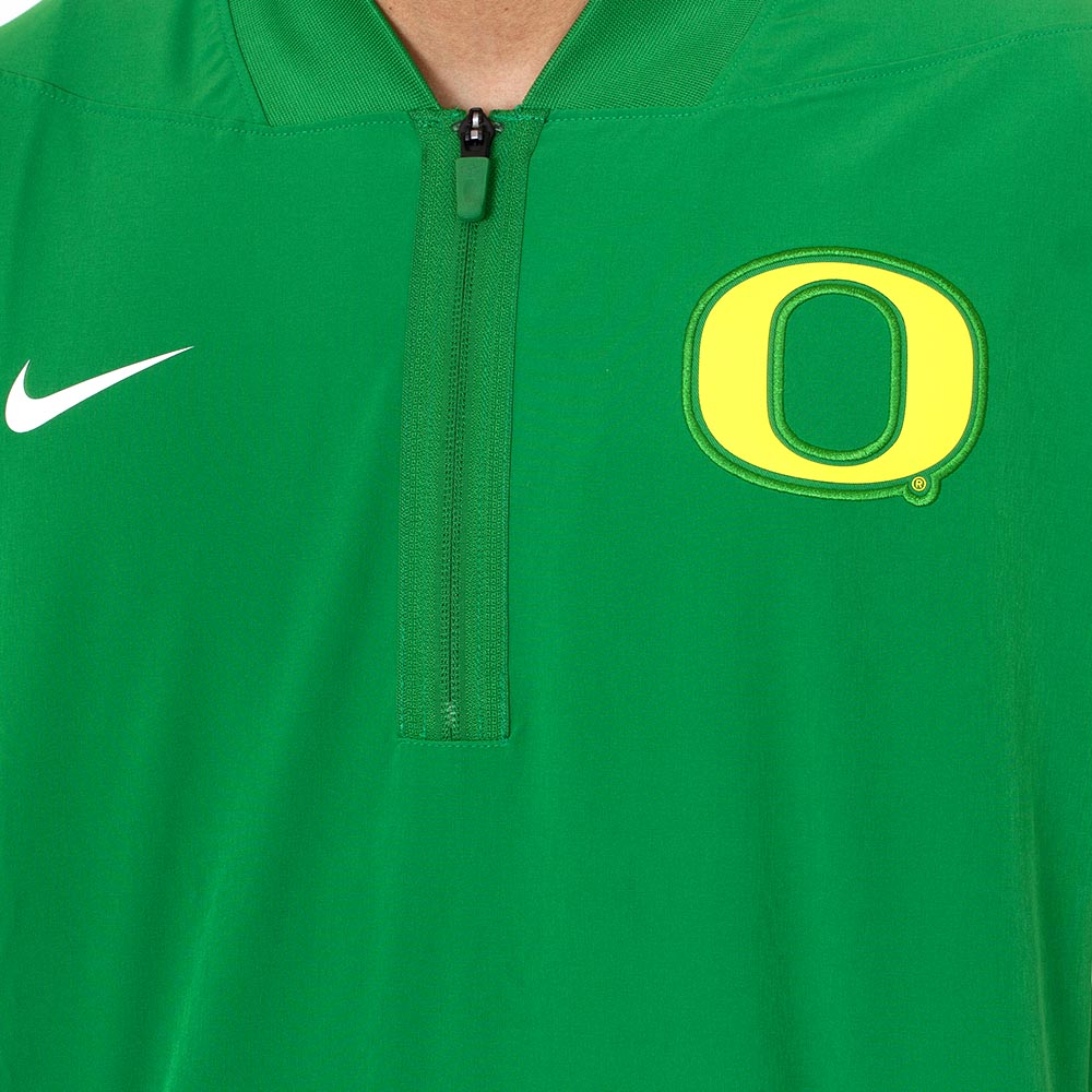 Classic Oregon O, Nike, Green, Coat/Jacket, Polyester Blend, Men, Coaches, Water Repellent, Taffeta, Sideline, Pullover, Short sleeve, 883780
